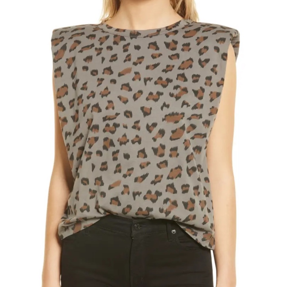 Leopard Padded Shoulder Tank Top